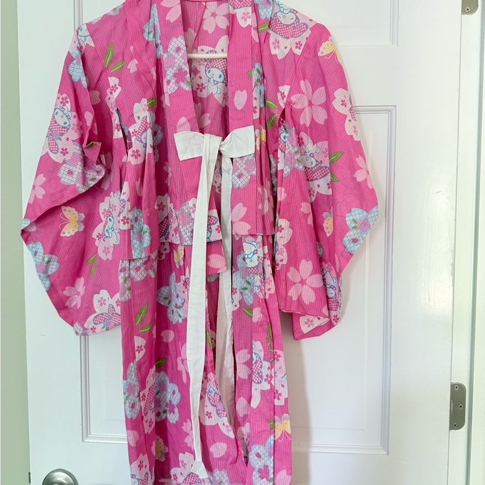 Pink Floral Hello Kitty My Melody Kimono robe size 8 (approximately)